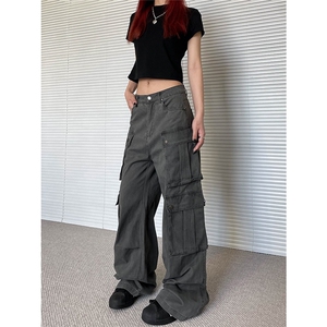美式复古高街多口袋工装裤男女cleanfit宽松直筒裤子LN10633-P54图片