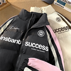 港风摆拍冬装新款美式复古插肩袖棉服外套加厚保暖棉袄D336P138，男装棉衣，电商A335-1（原A458）