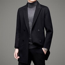 澳洲羊毛大衣男外套中年男士休闲西服领毛呢上衣MNSA2289-P480图片