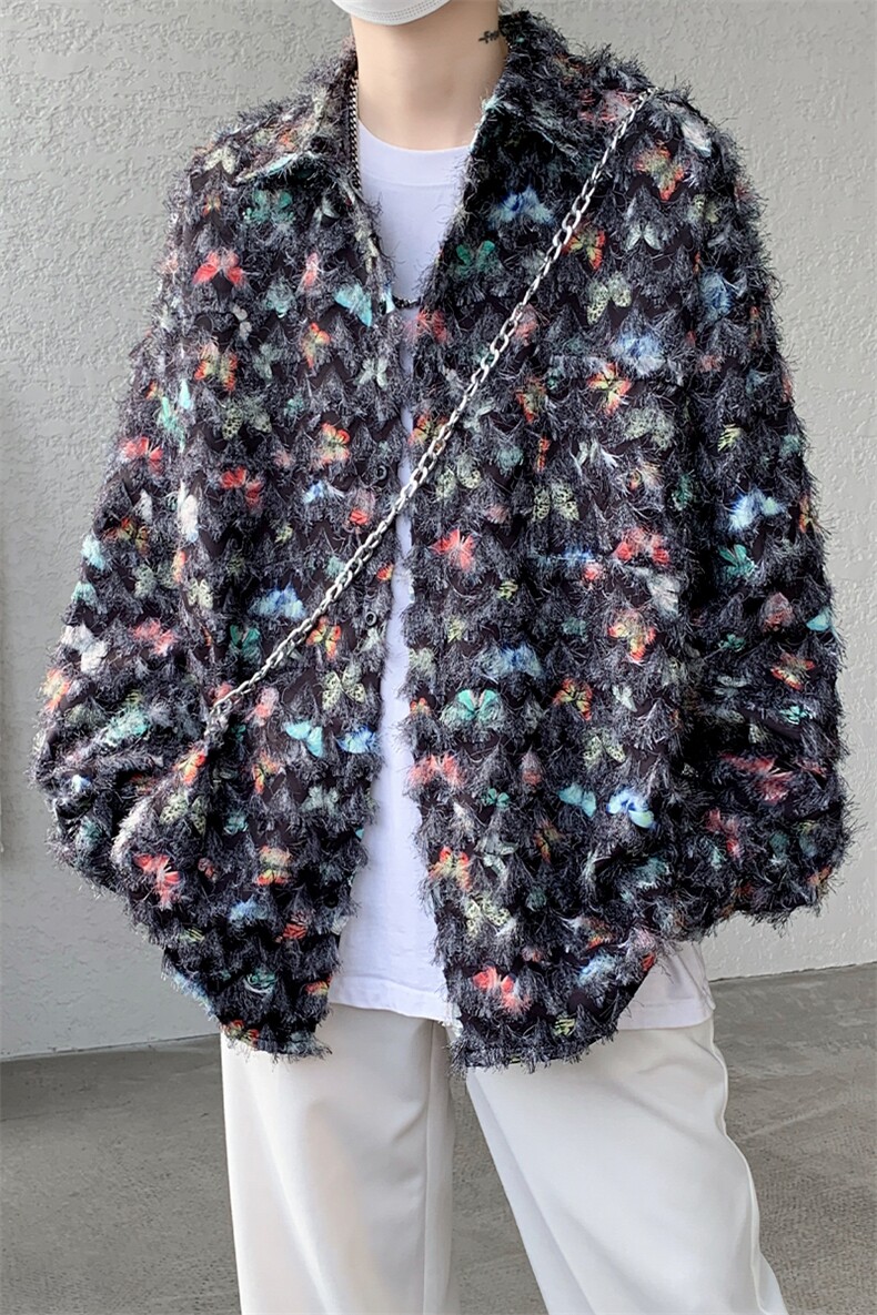 CS10051-特批40无差价控78新款长袖重工艺流苏蝴蝶情侣花衬衫男,男装衬衫,电商A059
