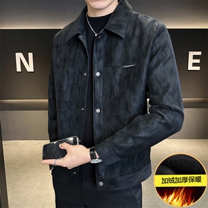 加绒加厚皮衣外套男款秋冬季2025新款潮流皮夹克 B255-5062-p155图片
