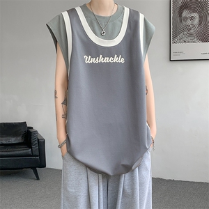 8XL-M 重磅！特大码短袖T恤背心男宽松休闲假两件篮球服DX317P68图片