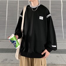 炸街盐系圆领卫衣男春秋潮牌ins港风宽松无帽上衣外套W1433-P35，男装卫衣，星座512-4