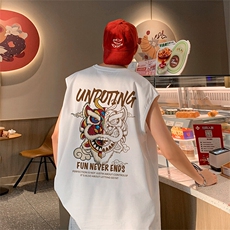 美式直播抖音得物品质纯棉250克无袖背心T恤T582P28控39，男装背心/马甲，电商C408-1(原B339-1)