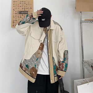 春秋潮牌刺绣拼接棒球服情侣宽松工装夹克学生休闲外套 W1083-P78图片