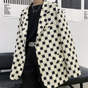 山本暗黑风男装小西服潮流帅气花朵西装外套潮A452图片