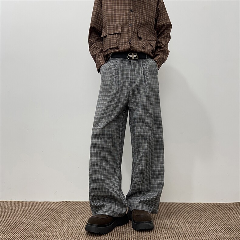卡其格纹休闲裤男直筒复合西裤长裤，男装西裤，星座410-6（原星座1304-1）