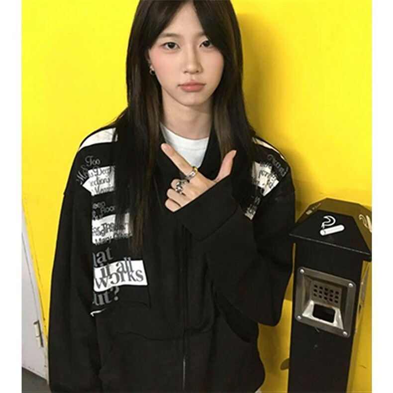 高品质春装新款美式高街潮牌解构设计休闲连帽卫衣男女慵懒风外套,女装短外套,电商A486-1