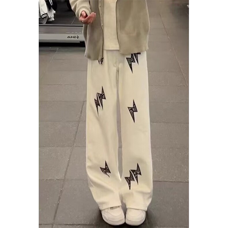 贴皮十字架直筒牛仔裤女设计感高腰气质显瘦阔腿长裤子NG979,男装牛仔裤,星座1116A（原606A-3）