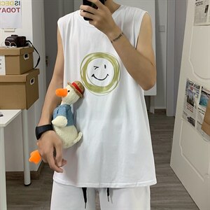 ！2023春夏新款男士百搭无袖T恤针织背心学生坎肩X06P20图片