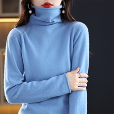 秋冬季羊毛衫宽松堆堆领打底衫女高级感内搭针织衫全羊毛衣，女装羊毛衫，暖钟情羊绒