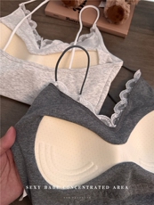 夏季韩版蕾丝拼接百搭美背运动背心裹胸小胸罩聚拢抹胸，女装背心吊带，梦白服饰厂