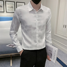 301A-1/C18/P55高级感男士暗花纹提花长袖衬衫男休闲痞帅上衣，男装衬衫，星座301A-1