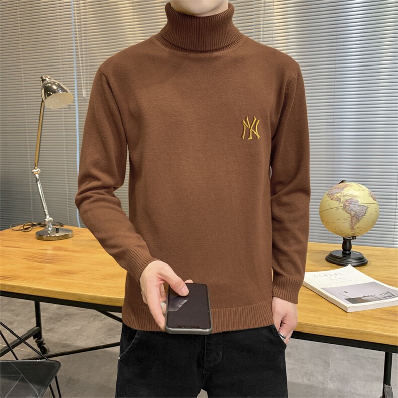 秋冬可翻高领毛衣男NY纯色长袖男刺绣毛衫打底针织衫黑M251P33,男装针织衫/毛衣,星座1207