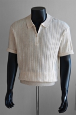 盗图老钱风新贵肌理感拉链翻领针织短袖POLO衫E77130/P58控88，男装T恤，电商A243