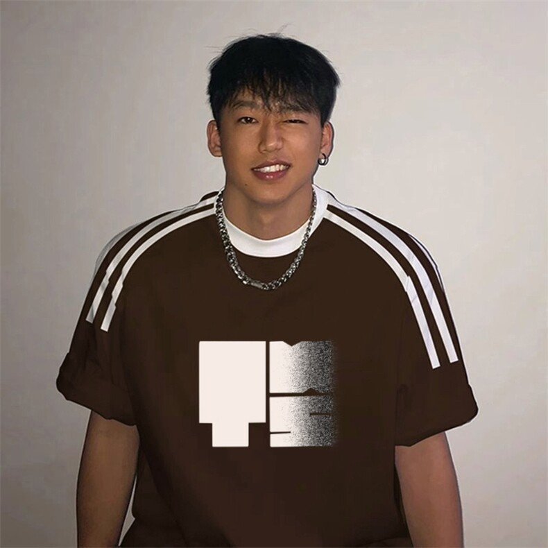 夏季美式高街重磅纯棉三条杠织带撞色男女短袖T恤ZD512-特P30,男装T恤,电商A486