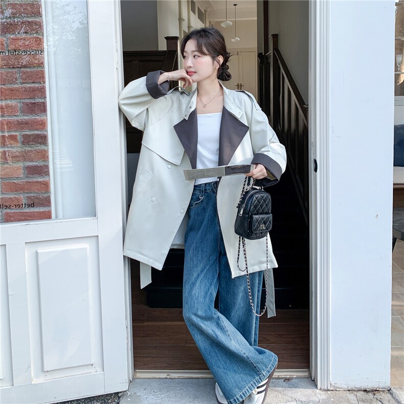 2026春装新款撞色系带气质风衣外套2C375-620-P165-K258,女装风衣,2C375