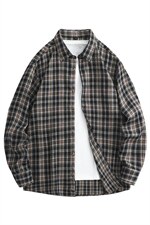 春季新款格子男女情侣款潮流宽松格纹衬衣，男装衬衫，星座1107-1