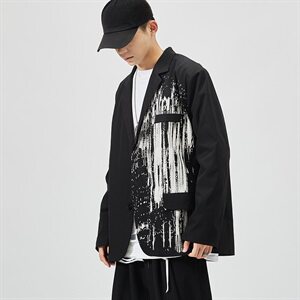 2021春秋季新款男士休闲宽松印花大码西装西服外套XF01/P65图片