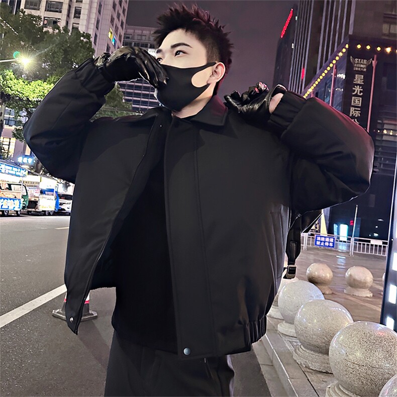 B38/P128控168冬季男士行政棉服高级感简约加厚袄子翻领棉衣黑首1,男装棉衣,星座305B