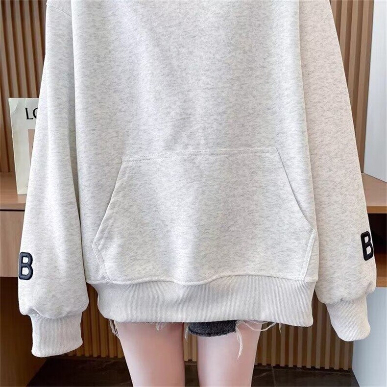 潮牌设计感字母刺绣连帽卫衣男女春秋美式慵懒宽松情侣帽衫,男装卫衣,星座506A