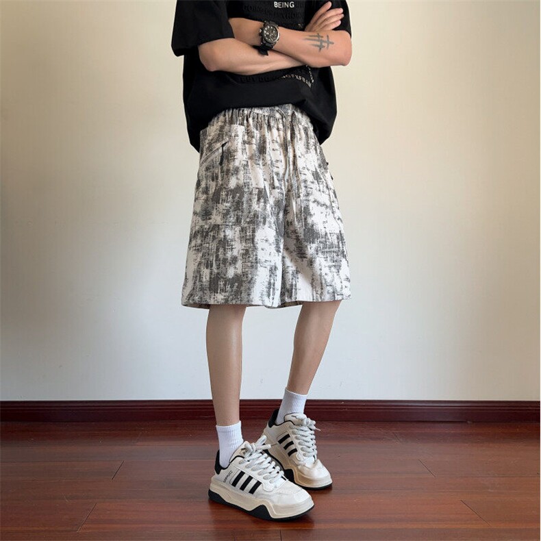2025夏季新款潮流扎染工装口袋宽松短裤B315-K25785-特p30控58,男装休闲裤,电商B315