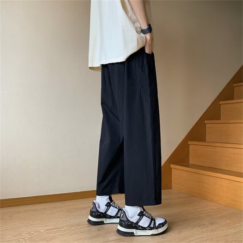 裤子男夏季日系潮流运动裤子复古宽松直筒休闲九分裤XY152-P38,男装休闲裤,星座1008