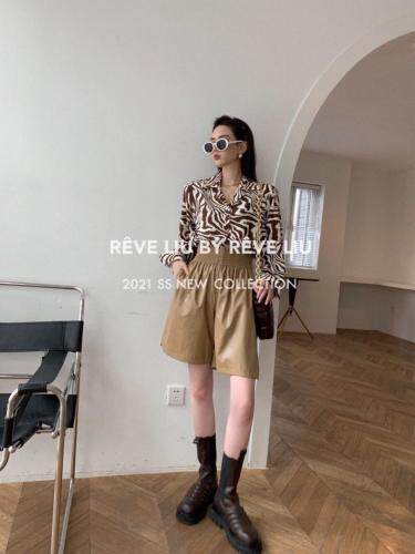 斑马纹衬衣，女装，REVE LIU