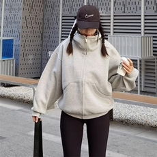 抖音得物高品质25秋冬美式高街宽松结构防风高领连帽卫衣外套W60，男装卫衣，电商A486-1