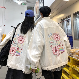 秋季港风大码不一样情侣学生印花牛仔外套男JK559-P6588图片