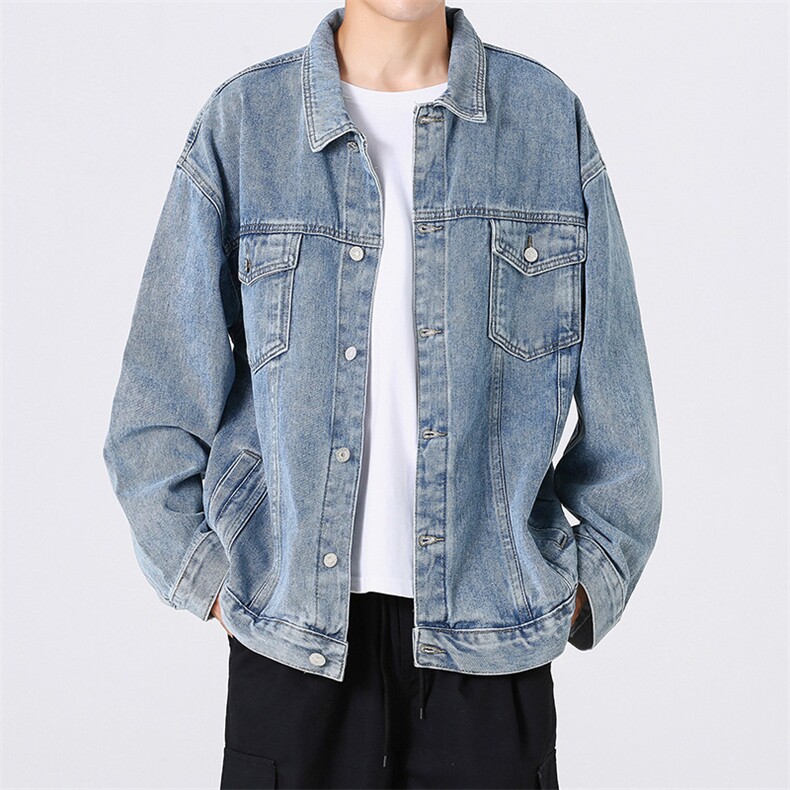 牛仔外套秋季青少年宽松休闲工装夹克学生XZ225-3-NZ769-P70控88图片