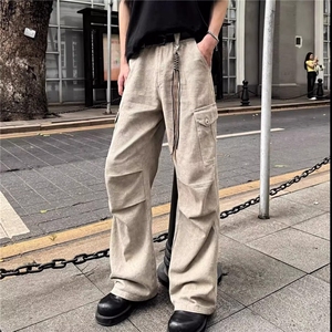 DX802-P58美式阔腿迷彩褶皱伞兵裤男夏季新款宽松工装裤网络图图片