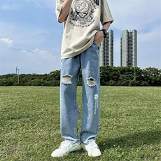 美式复古水洗做旧破洞牛仔裤男ins高街N997P35，男装牛仔裤，星座1116-2