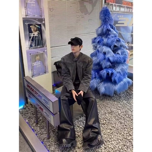 DY2312-P80美式垫肩牛仔外套男水洗夹克高级感痞帅上衣-网图大货图片