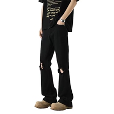 破洞牛仔裤男女韩版潮流高街帅气修身2025夏季ins长裤RK2798-P51，男装牛仔裤，星座412-3