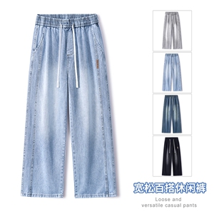 2025年秋季新款美式复古工装拼接牛仔宽松直筒休闲裤阔腿805-P44图片