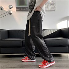 牛仔裤男秋季潮大码休闲裤子高街大抽绳棋盘格牛仔裤NZ22P45，男装牛仔裤，星座1116-2