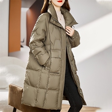立领羽绒服女中长款2023年冬季新款经典时尚气质百搭连帽保暖外套，女装羽绒服，辉之琳