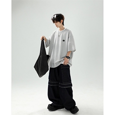 8XL-M重磅！特大码T潮牌上衣男中性华夫格短袖T恤DX304P25控39，男装T恤，电商D206-1