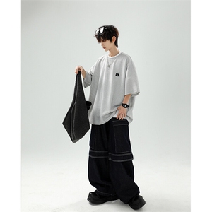 8XL-M 重磅！特大码T潮牌上衣男中性华夫格短袖T恤DX304P25控39图片