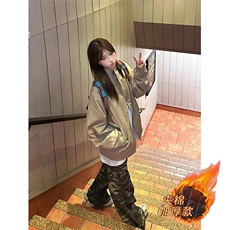 网图卡其色正肩夹克休闲棒球服立领外套A025-KY1800-P53加绒63，男装夹克，电商A025
