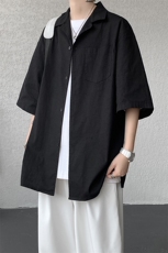 8XL-M亚麻短袖衬衫男夏薄款宽松休闲百搭大码半袖衬衣DC28002P50，男装衬衫，电商B312
