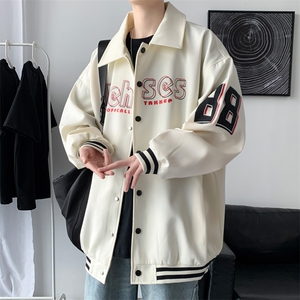 棒球服男宽松大码印花外套春秋季韩版潮流ins休闲夹克 J6017 P80图片