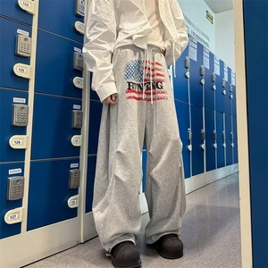 美式复古新款休闲裤男女款宽松高腰长裤情侣潮流XM47-P52图片