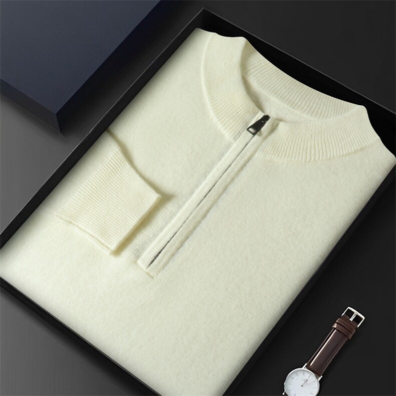 品质男羊绒套衫半高领拉链羊绒保暖经典百搭商务休闲，男装羊绒套衫，绒源之鑫