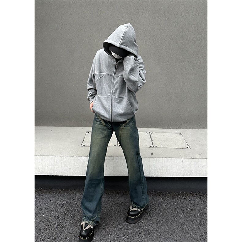 美式ins高街hiphop暗黑重工艺水洗暗黑微喇牛仔裤货号K2407P65,男装牛仔裤,电商A063