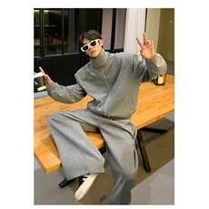 秋冬两件套立领纯色休闲运动卫衣套装男外套阔腿裤TZ1707P85，男装休闲套装，星座1013-5