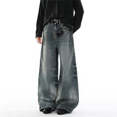 xz905-2-Z085#P65-（控98）美式宽松阔腿牛仔裤，男装牛仔裤，星座905-2