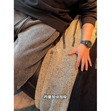 【有货】DK03-P48新款慵懒风斜条纹休闲裤男宽松垂感阔腿直筒长裤，男装休闲裤，星座603-2