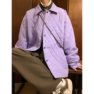 MY8158/P85秋冬新款菱形格轻薄棉衣宽松外套男女棉衬衣薄棉外套